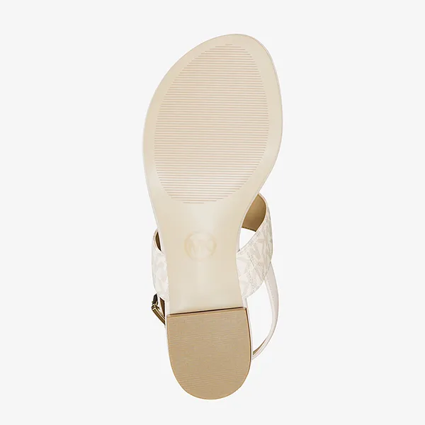 Dép Nữ Michael Kors MK Hannah Signature Logo T-Strap Sandal 49S5HNFS2B Vanilla Màu Trắng Size 5 - Dép - Vua Hàng Hiệu