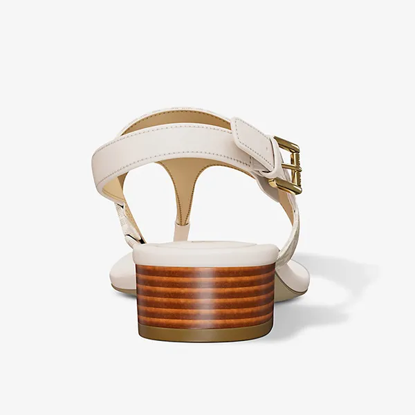 Dép Nữ Michael Kors MK Hannah Signature Logo T-Strap Sandal 49S5HNFS2B Vanilla Màu Trắng Size 5 - Dép - Vua Hàng Hiệu