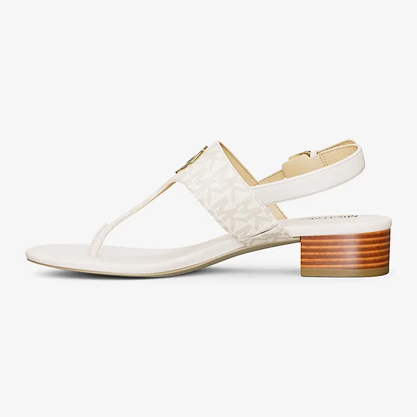 Dép Nữ Michael Kors MK Hannah Signature Logo T-Strap Sandal 49S5HNFS2B Vanilla Màu Trắng Size 5 - Dép - Vua Hàng Hiệu