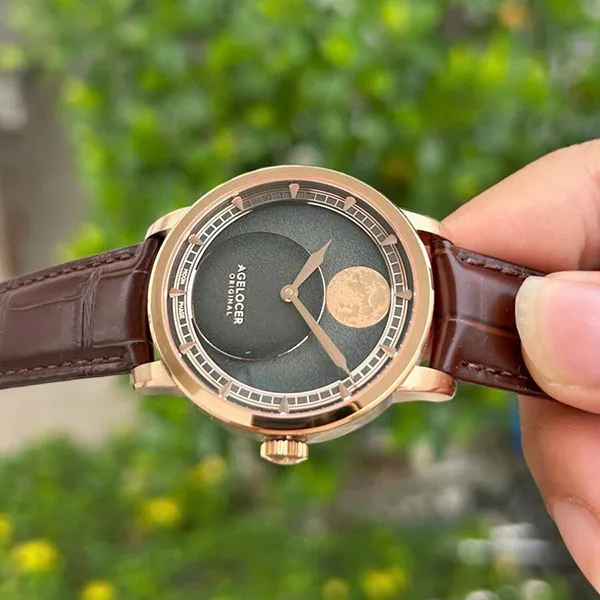 Đồng Hồ Nam Agelocer Moon Phase 6412D2 Màu Nâu - Đồng hồ - Vua Hàng Hiệu
