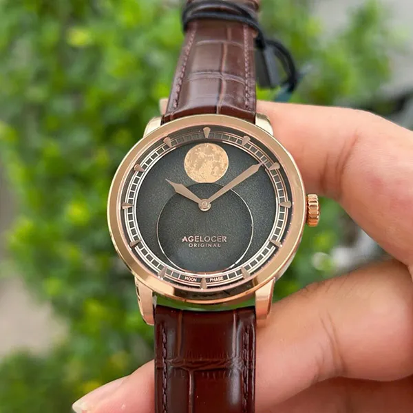Đồng Hồ Nam Agelocer Moon Phase 6412D2 Màu Nâu - Đồng hồ - Vua Hàng Hiệu