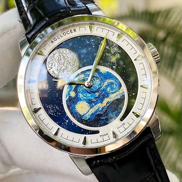 Đồng Hồ Nam Agelocer Moon Phases 6401A1 Màu Đen Xanh - Đồng hồ - Vua Hàng Hiệu