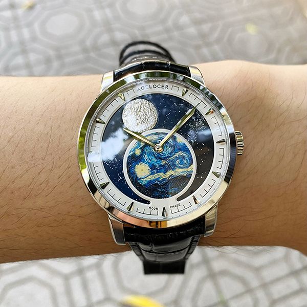 Đồng Hồ Nam Agelocer Moon Phases 6401A1 Màu Đen Xanh - Đồng hồ - Vua Hàng Hiệu