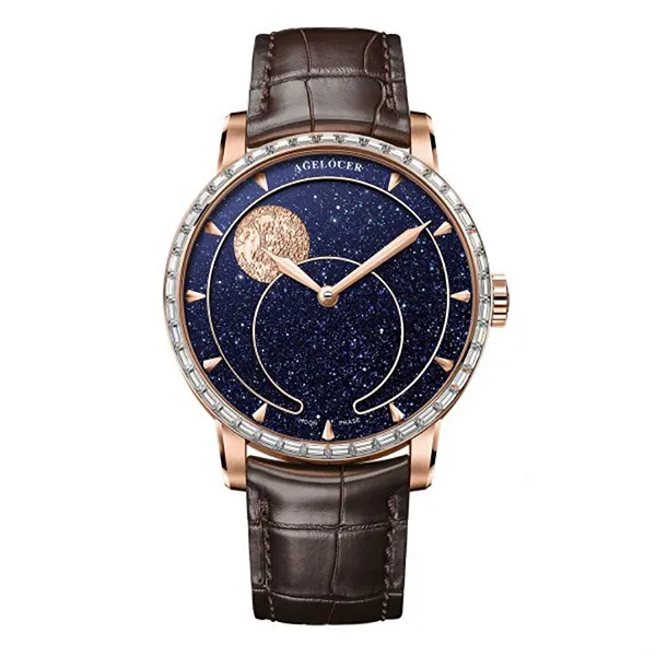 Đồng Hồ Nam Agelocer Moon Phases 6406F2 Màu Nâu - Đồng hồ - Vua Hàng Hiệu