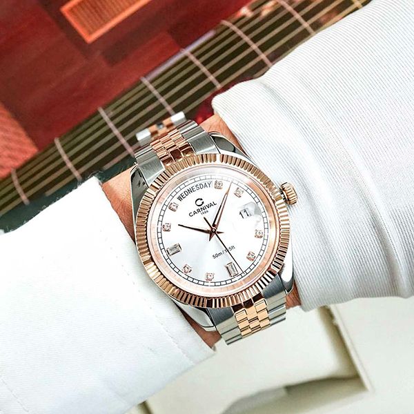 Đồng Hồ Nam Carnival Quartz Watch 8190G-CH-T Màu Demi (Vàng Hồng/Bạc) - Đồng hồ - Vua Hàng Hiệu