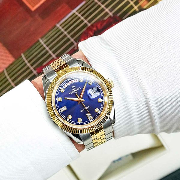 Đồng Hồ Nam Carnival Quartz Watch 8190G-CV-X Màu Demi Mặt Xanh - Đồng hồ - Vua Hàng Hiệu