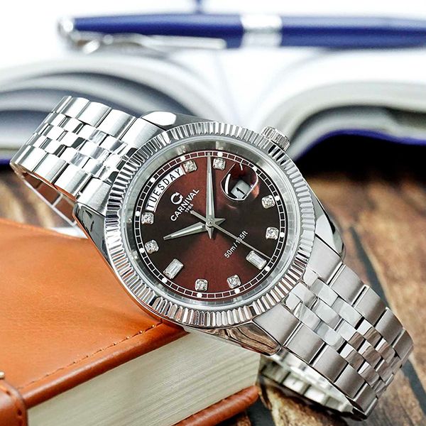 Đồng Hồ Nam Carnival Quartz Watch 8190G-VT-N Màu Bạc/Nâu - Đồng hồ - Vua Hàng Hiệu