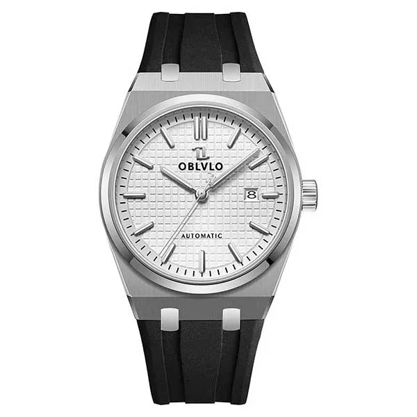 Đồng Hồ Nam Oblvlo Luxury Stainless Steel Mechanical Watches Màu Đen - Bạc - Đồng hồ - Vua Hàng Hiệu