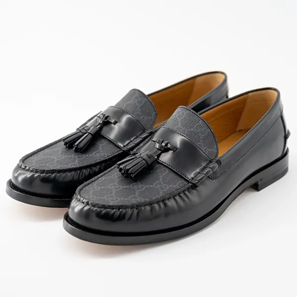 Giày Lười Nam Gucci GG Supreme Tassel Moccasin Loafers Leather Black Màu Đen Size 41 - Giày - Vua Hàng Hiệu