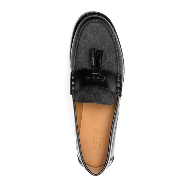 Giày Lười Nam Gucci GG Supreme Tassel Moccasin Loafers Leather Black Màu Đen Size 41 - Giày - Vua Hàng Hiệu