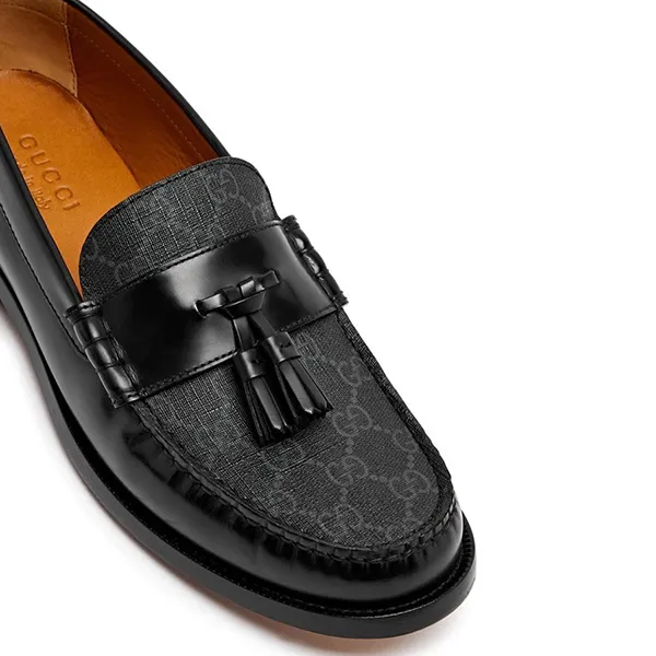 Giày Lười Nam Gucci GG Supreme Tassel Moccasin Loafers Leather Black Màu Đen Size 41 - Giày - Vua Hàng Hiệu