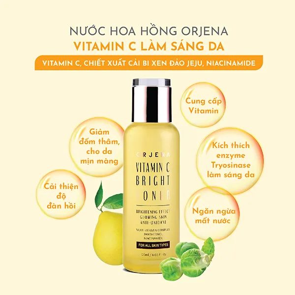 Nước Hoa Hồng Orjena Vitamin C Hỗ Trợ Làm Sáng Da 120ml - Mỹ phẩm - Vua Hàng Hiệu