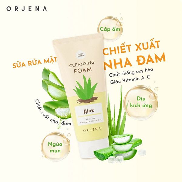 Sữa Rửa Mặt Orjena Chiết Xuất Nha Đam 180ml - Sữa Rửa Mặt - Vua Hàng Hiệu