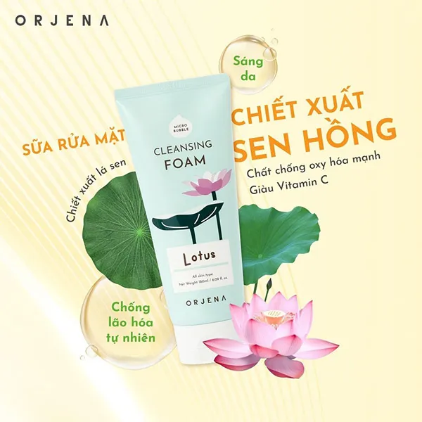 Sữa Rửa Mặt Orjena Chiết Xuất Sen Hồng 180ml - Sữa Rửa Mặt - Vua Hàng Hiệu