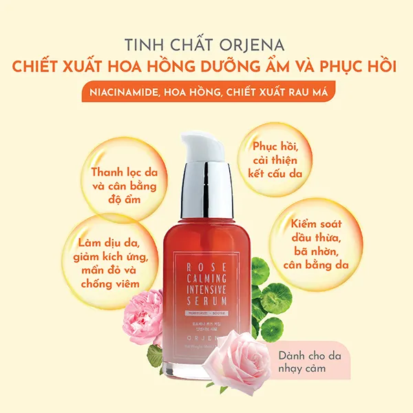 Tinh Chất Dưỡng Ẩm, Hỗ Trợ Phục Hồi Orjena Rose Calming Intensive Serum 50ml - Mỹ phẩm - Vua Hàng Hiệu
