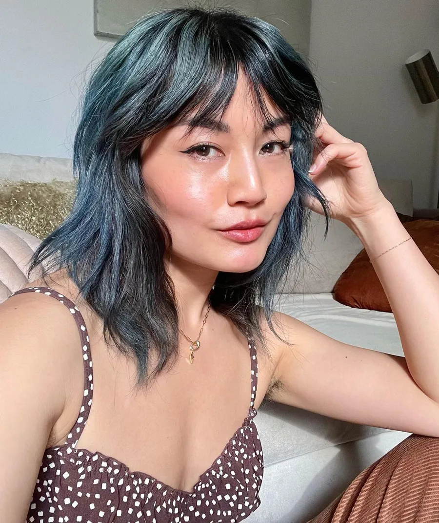 Mái cổ chai kết hợp tóc bob cho mặt vuông