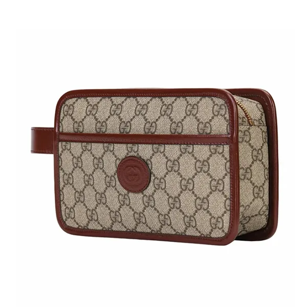 Túi Cầm Tay Nam Gucci Pouch With Interlocking G 625764 92TCG 8561 Màu Xám Nâu - Túi xách - Vua Hàng Hiệu