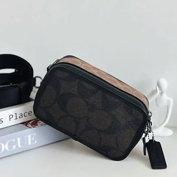Túi Đeo Chéo Coach Wyatt Crossbody Bag In Blocked Signature Canvas Crossbody Bag CAB80 Màu Đen Nâu - Túi xách - Vua Hàng Hiệu