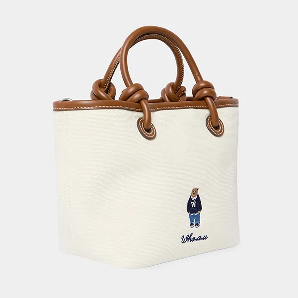 Túi Tote Nữ WHOAU Canvas 2 Way Tote Bag WHBGF3821A Ivory Màu Nâu Trắng - Túi xách - Vua Hàng Hiệu