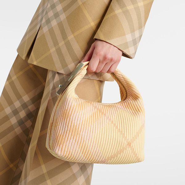 Túi Xách Tay Nữ Burberry Check Mini Peg Duffle Bag Màu Vàng/Hồng - Túi xách - Vua Hàng Hiệu