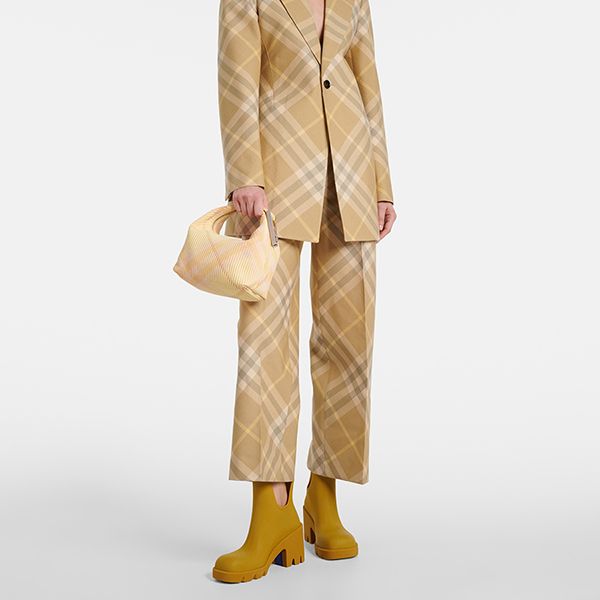 Túi Xách Tay Nữ Burberry Check Mini Peg Duffle Bag Màu Vàng/Hồng - Túi xách - Vua Hàng Hiệu