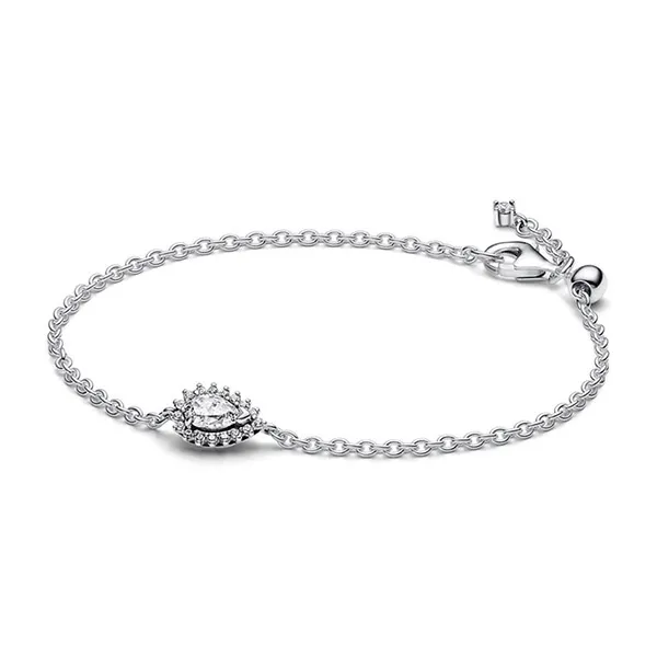 Vòng Đeo Tay Nữ Pandora Sparkling Pear Halo Chain Bracelet 593001C01 Màu Bạc Size 18 - Trang sức - Vua Hàng Hiệu