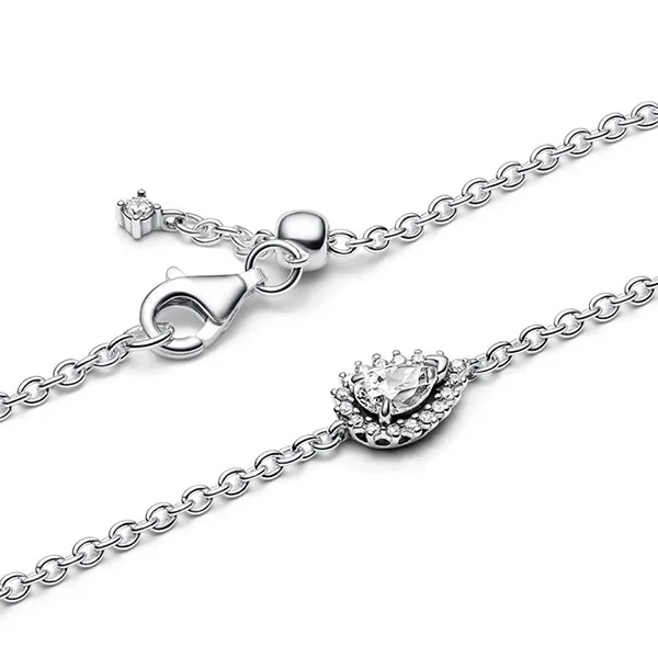 Vòng Đeo Tay Nữ Pandora Sparkling Pear Halo Chain Bracelet 593001C01 Màu Bạc Size 18 - Trang sức - Vua Hàng Hiệu