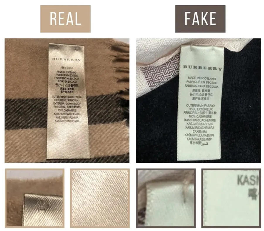 Cách phân biệt khăn Burberry thật - giả