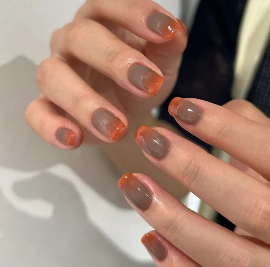 Nail sắc cam chớm Thu
