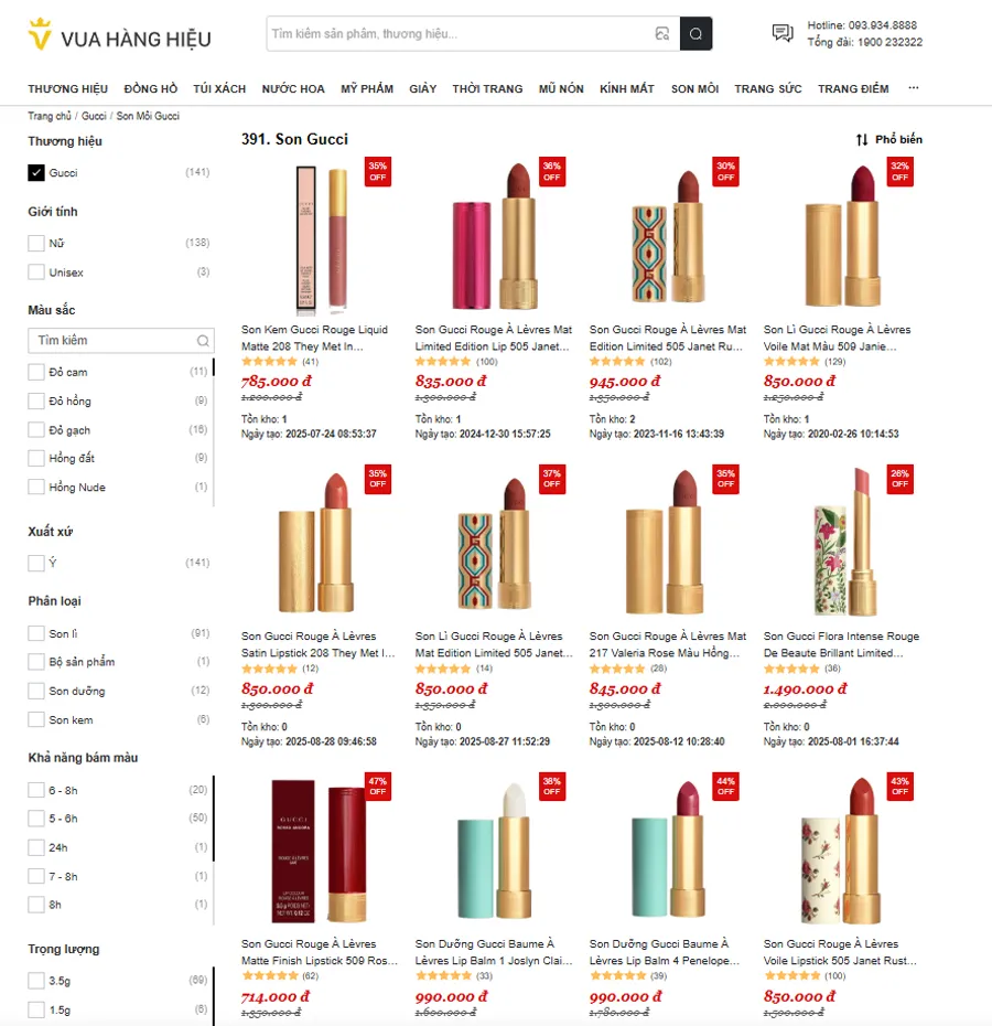 Mua son Gucci chính hãng tại Vuahanghieu.com