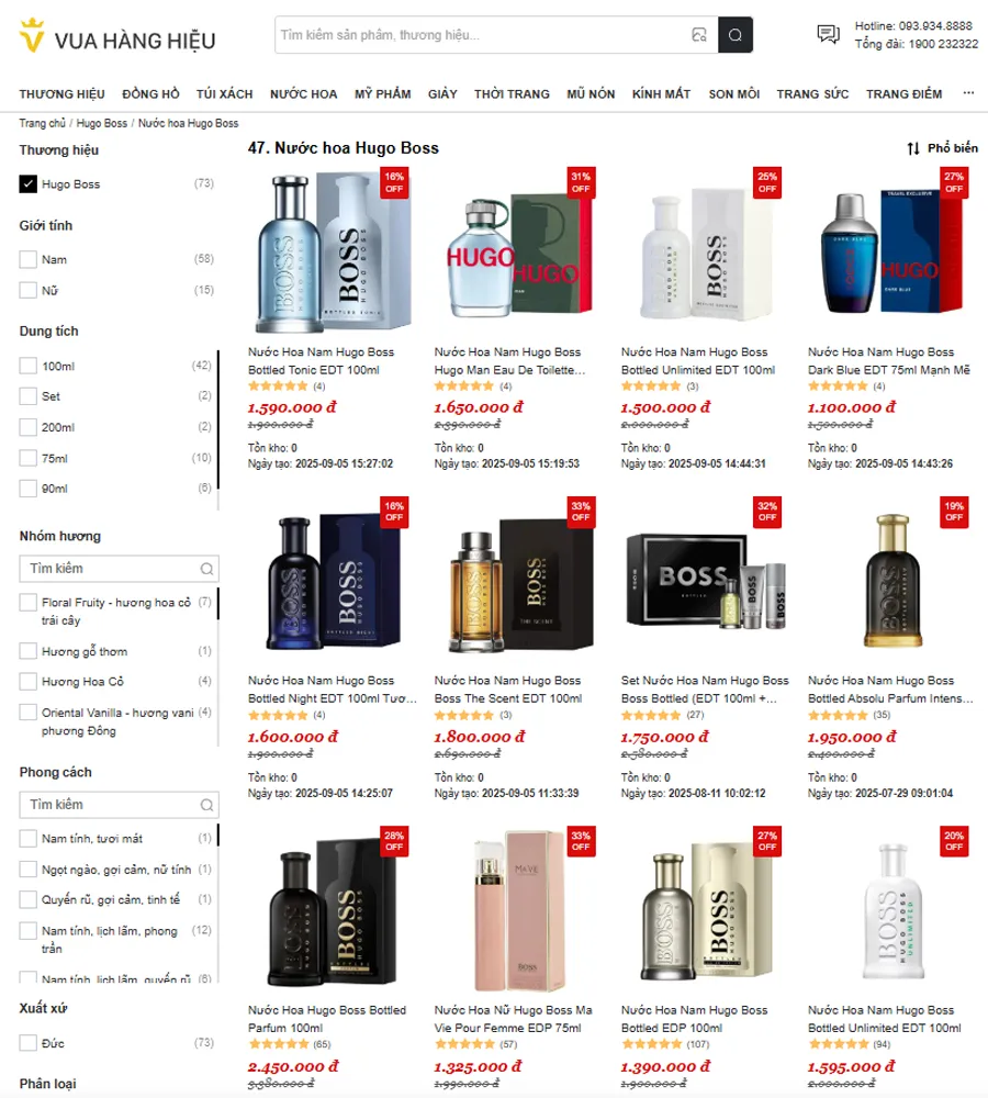 Mua nước hoa Hugo Boss chính hãng tại Vua Hàng Hiệu