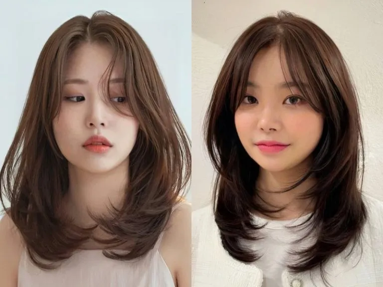 Kiểu tóc mái bay cho mặt tròn trán ngắn