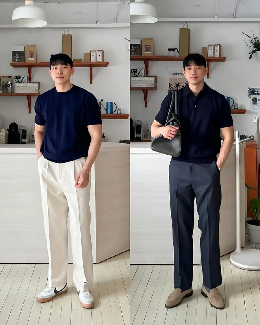 Phối đồ với áo thun màu chàm