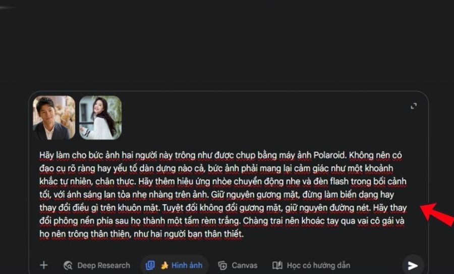 Bước 4: Nhập Prompt (mô tả chi tiết ảnh Polaroid)