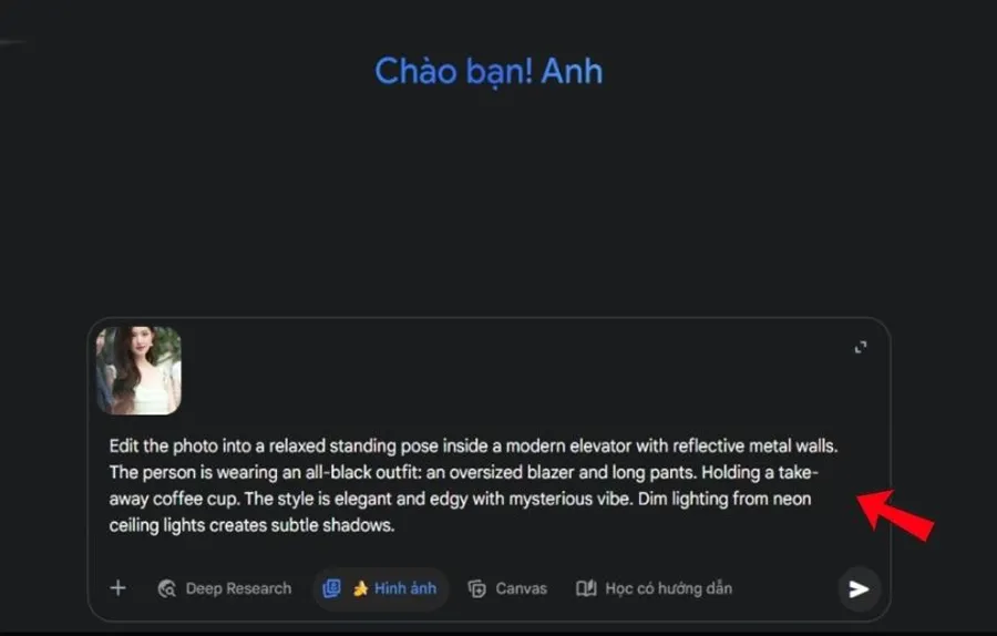 Bước 3: Nhập Prompt (câu lệnh mô tả ảnh)
