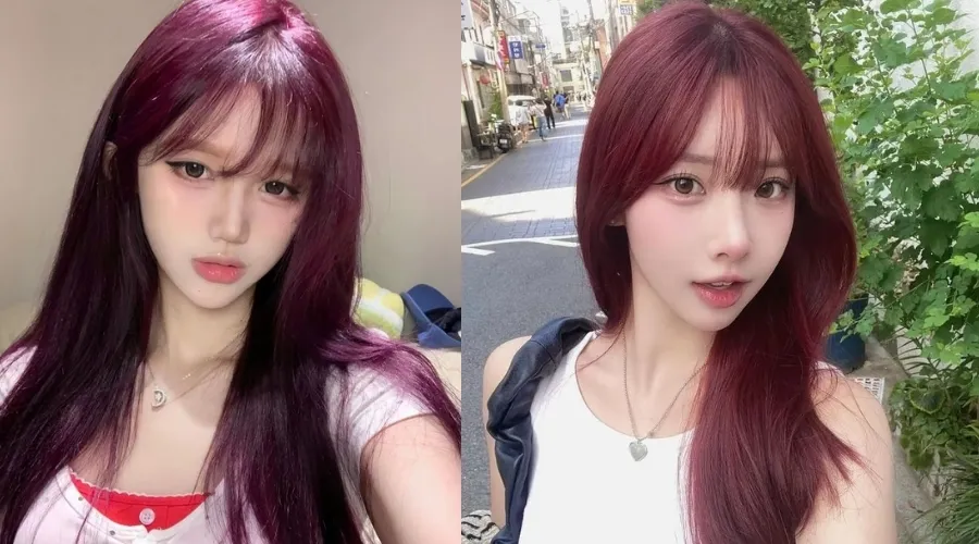 Màu tóc nhuộm đỏ tím