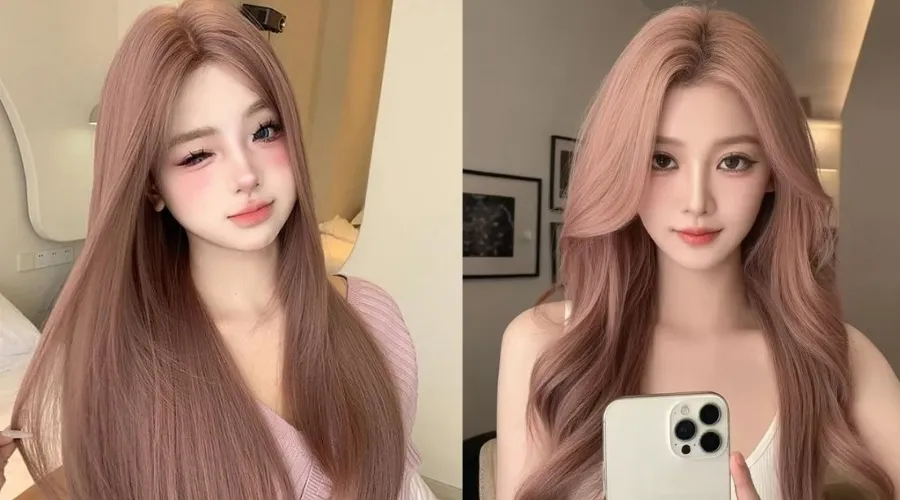 Tóc màu nâu sữa pha hồng