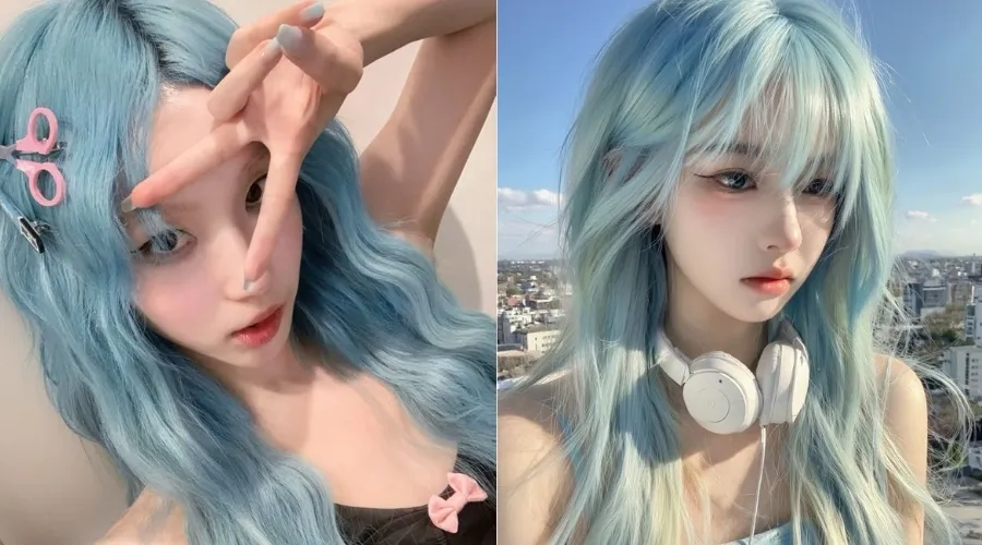 Màu tóc xanh khói sáng da