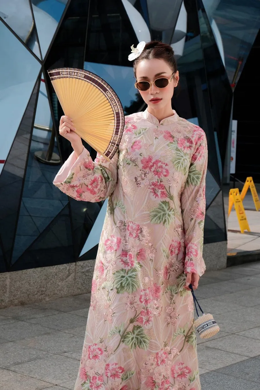 Áo dài kim sa cổ tròn 