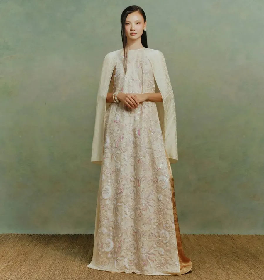 Áo dài kim sa cổ tròn 