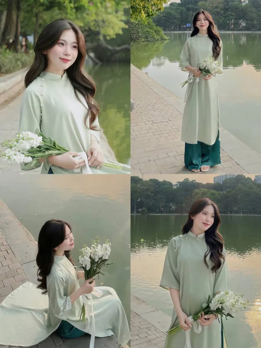 Da ngăm có hợp áo dài màu xanh ngọc không