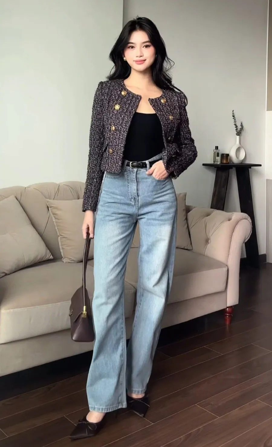 Áo tweed phối với quần gì