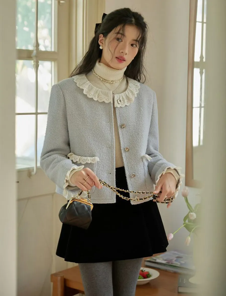 Gợi ý phối áo dạ tweed với các kiểu chân váy