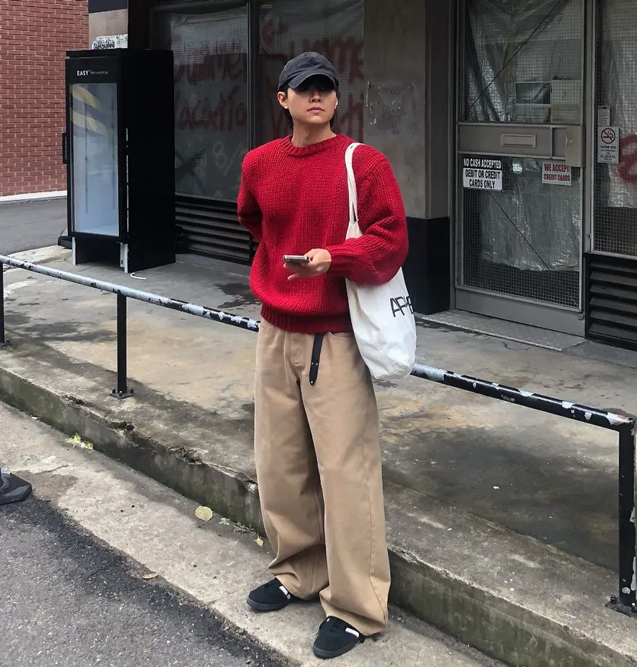 Áo len oversize đỏ