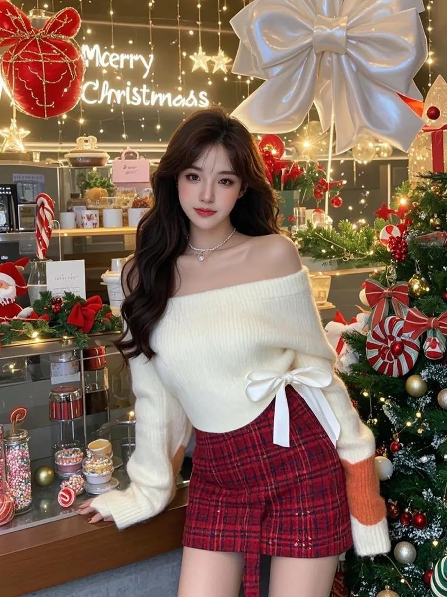 Chân váy caro màu Noel