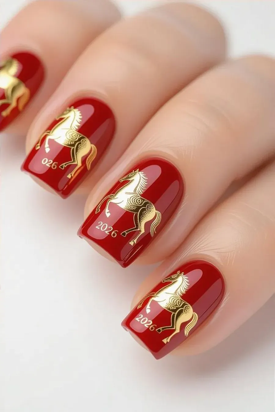 Mẫu nail chân Tết họa tiết con ngựa 2026