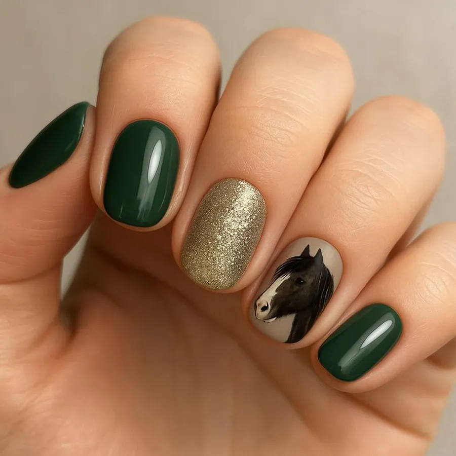 Mẫu nail chân Tết họa tiết con ngựa 2026