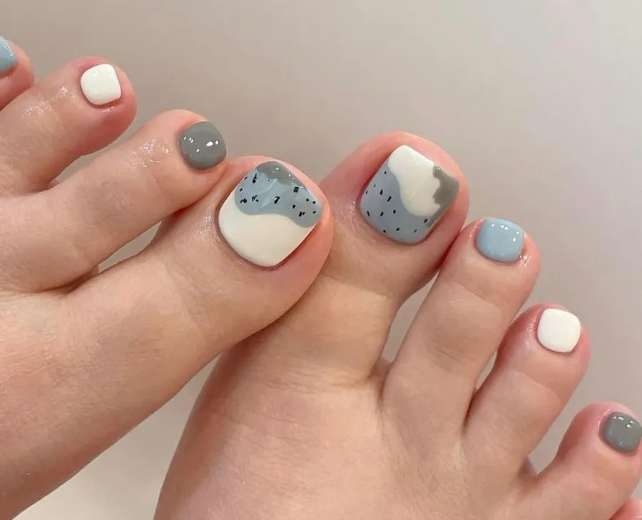 Mẫu nail chân Tết Hàn Quốc