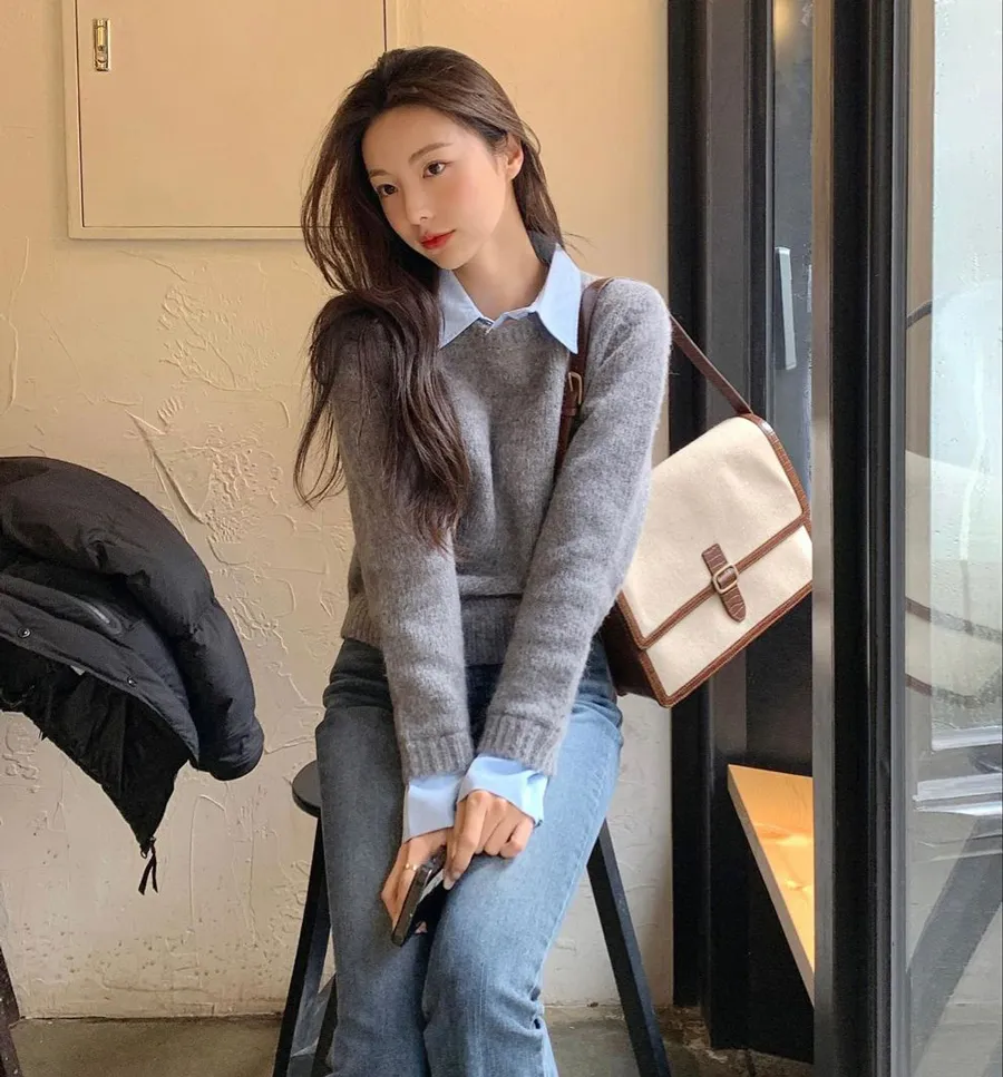 Màu xám lông chuột phối với màu xanh dương