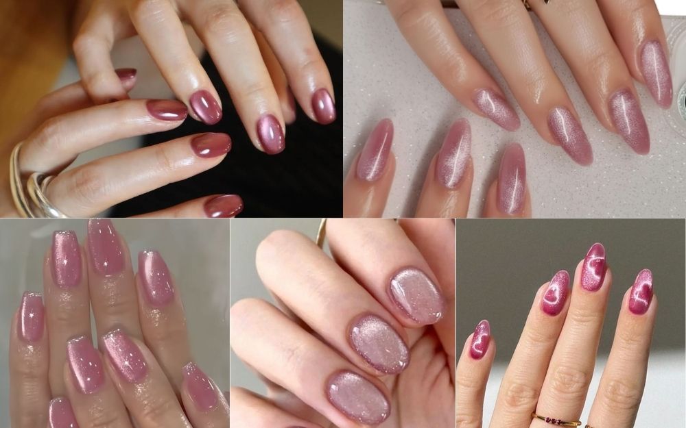 Gợi Ý 100+ Mẫu Nail Thạch Hồng Mắt Mèo Siêu Xinh, Bling Bling - 11